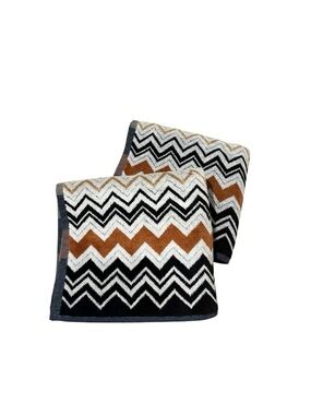 Missoni Home Bernard 160 Black Multicolor Zig Zag Hand Towel Set of 2